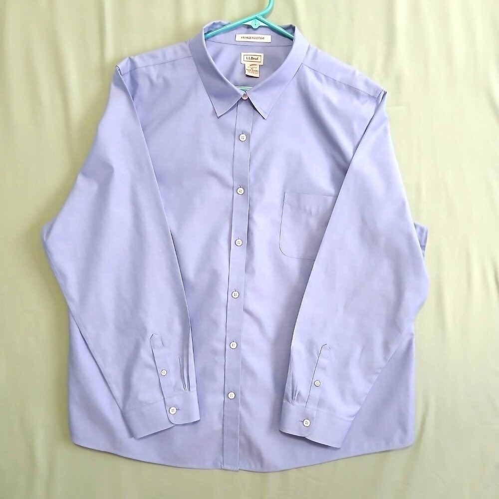 L.L.Bean Men's 3XL Blue Oxford Shirt Long Sleeve Wrinkle Resistant Cotton Top XL - Picture 6 of 6
